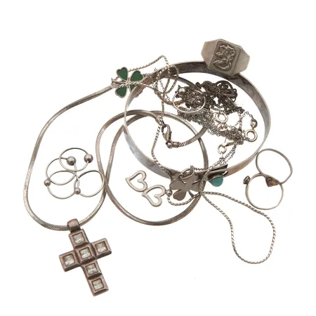 Hopeakoruja, osa viallisia, 925br, Paino: 49,8 g