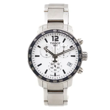 Teräsrannekello, Tissot Quickster Chronograph, quartz, rungon Ø 42mm, ref. T0954171603700, laatikko, takuukortti