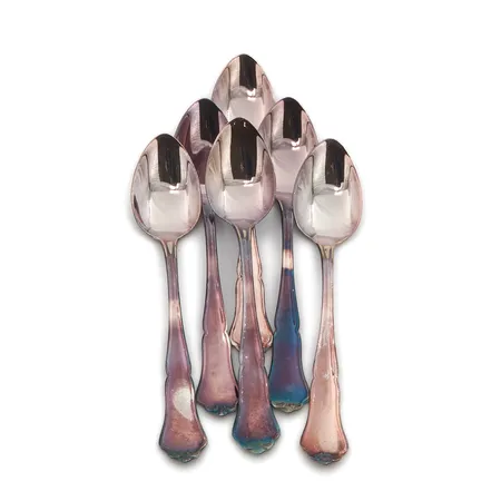 Kuusi kahvilusikkaa, Chippendale, pituus 12cm, 830, Paino: 75,6 g