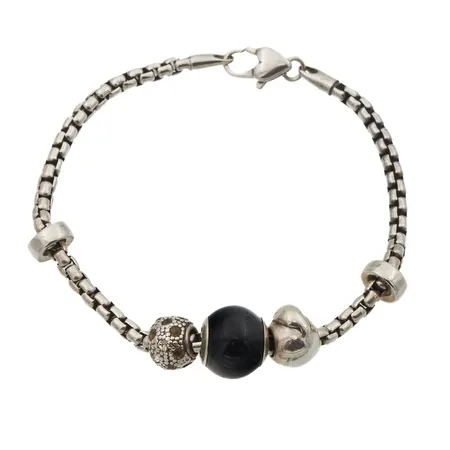 Ranneketju heloilla, yhdestä helasta irronnut kiviä, pituus 20cm, 925br, Paino: 21,7 g