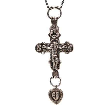 Kaulakoru, Räisälän Krusifiksi, Kalevala, pituus 64cm, riipuksen korkeus 100mm, leveys 40mm, vuodelta 1971, 925, Paino: 31,2 g