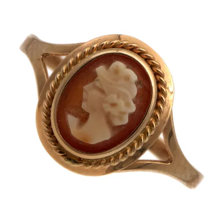 Camee-sormus, koko 18, 585br, Paino: 1,6 g