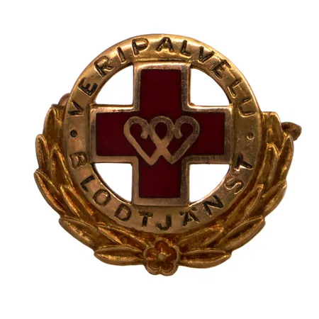 Emaloitu rintaneula, veripalvelu, leveys 17mm, 585br, Paino: 1,9 g