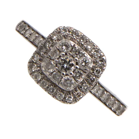 Timanttisormus, 1xn0.05ct 4xn.0.02ct 36xn.0.01ct, koko 17½, 585 valkokulta,  Paino: 3,1 g