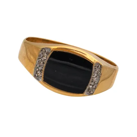 Onyx-sormus timanteilla 6xn.0.005ct, koko 19, 585br, Paino: 2,7 g