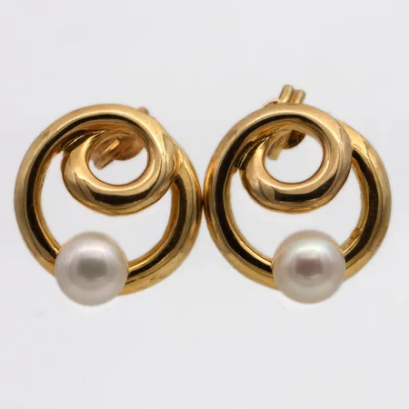 Helmikorvakorut, korkeus 14mm, 585br,  Paino: 3,7 g