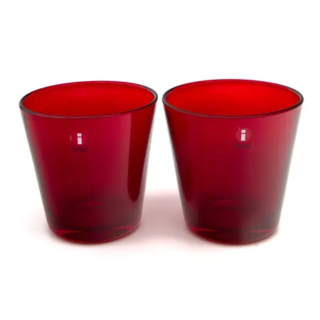 Kaksi juomalasia, Iittala, Kartio, Kaj Franck, punainen, 0.21litraa