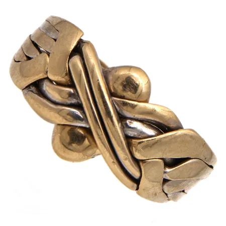 Kuusi-osainen pirunnyrkkisormus, koko 22, runko hieman vääntynyt, 585,  Paino: 8 g