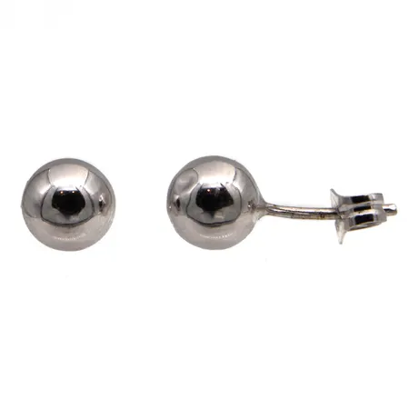 Pallokorvakorut, Ø 6mm, tapissa vääntymää, pallossa lommoja, 585 valkokulta,  Paino: 0,5 g