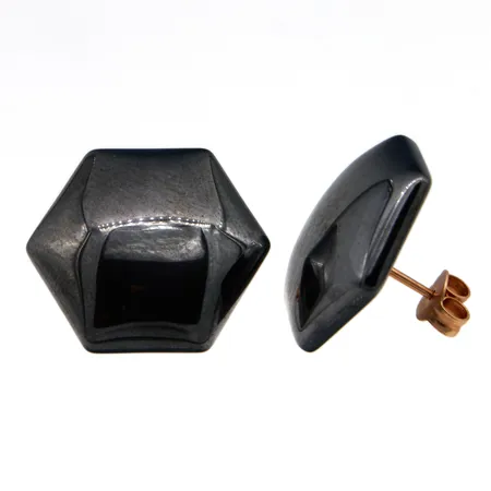 Hematiittikorvakorut, korkeus 18mm, 585br,  Paino: 10,4 g