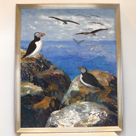 Taulu öljy levylle, Eero Von Boehm, Lunnit merellä, 81x65cm