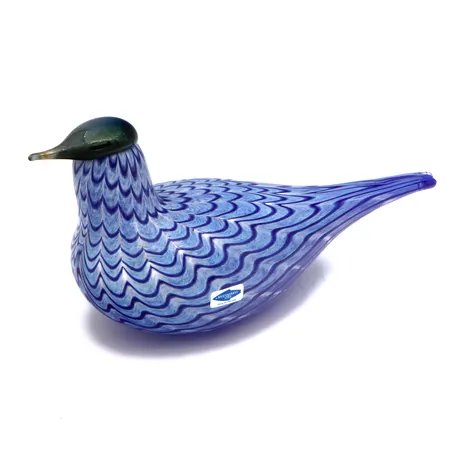 Lasilintu, Blue bird, Lintu Sininen, signeeraus O. Toikka Nuutajärvi, mitat 130x220mm