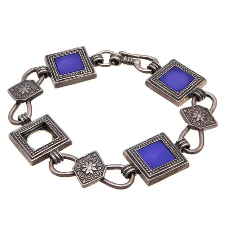 Kiviranneketju, pituus 210mm, leveys 18mm, yksi kivi puuttuu, 925br, Paino: 30,2 g