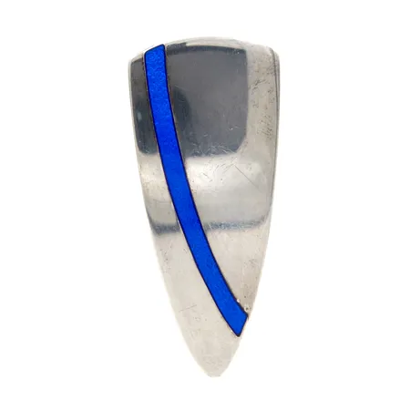 Rintakoru riipuslenkillä ja emaloinnilla, design Pekka Piekäinen, pituus 51mm, leveys 22mm, nimileima Platinoro Oy, 925br,  Paino: 8,4 g