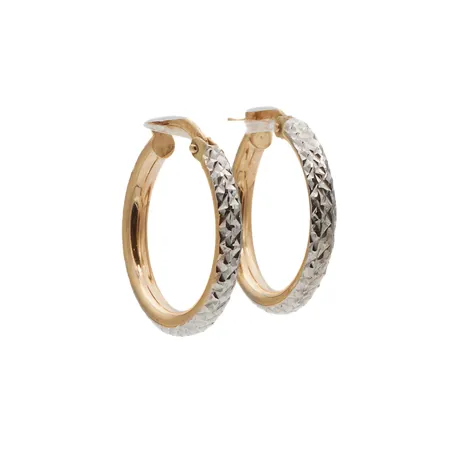 Korvarenkaat, Ø 18mm, kelta- ja valkokultaa, 585, Paino: 0 g