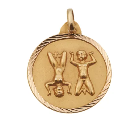 Horoskooppi-riipus, kaksoset, kaiverrettu, korkeus 26mm, 750, Paino: 2,3 g