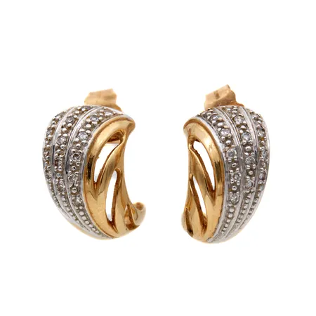 Timanttikorvakorut 30xn0.005ct, käytön jälkiä, korkeus 14mm, 585,  Paino: 3,8 g