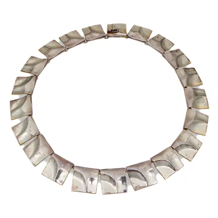 Kaulakoru, Galaktiset huiput, Lapponia, design Björn Weckström, pituus 39cm, korkeus ja leveys 18mm, vuodelta 1985, 925, Paino: 68,5 g