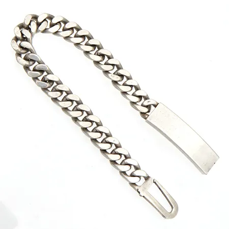 Panssariranneketju, käytön jälkiä, lukitus löystynyt, pituus 220mm, leveys 9mm, nimileima Auran Kotka Oy, vuodelta 1973, 830, Paino: 53 g