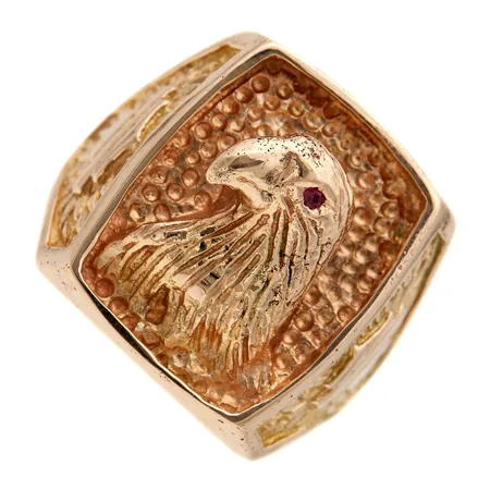 Kotka-sormus kivellä, koko 21, 585br,  Paino: 15,8 g