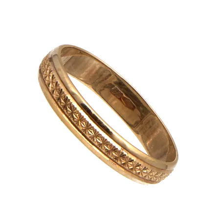 Kuvioitu sormus, koko 19, 585,  Paino: 2,2 g