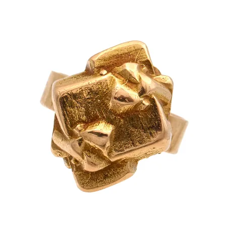 Sormus Lapponia, Kultainen pelargonia, koko 18, tekijänleima Pekka Anttila, design Björn Weckström, Helsinki 1966, 585, Paino: 9,9 g