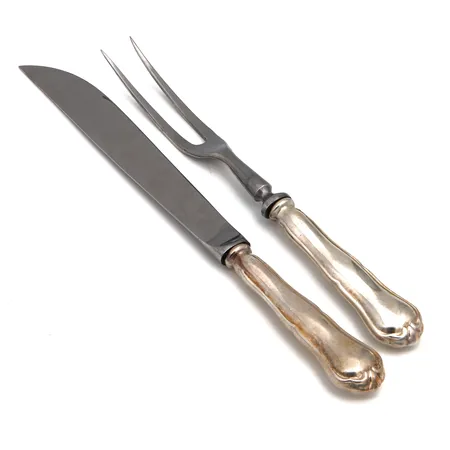 Pihvihaarukka ja -veitsi, Chippendale, pituudet 230-265mm, Paino: 187,9 g