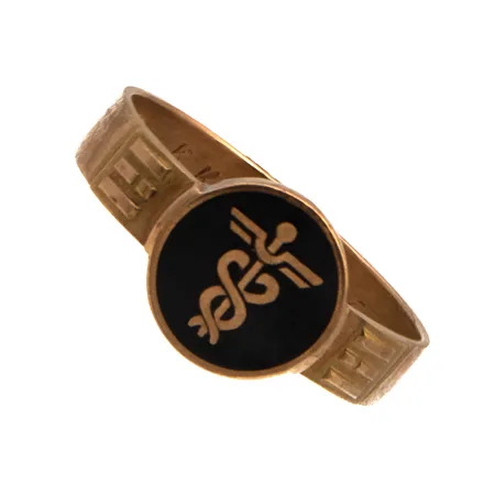 Emaloitu ammattisormus, kaiverrettu, koko 21¼, 585br,  Paino: 5,6 g