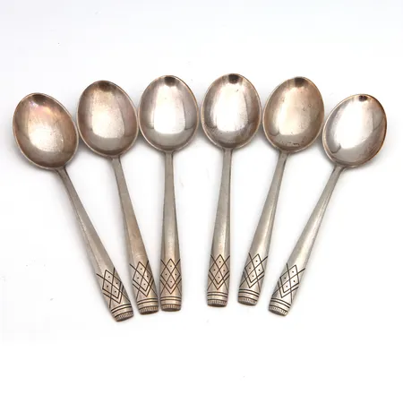 Kuusi jälkiruokalusikkaa, Aino, pituus 160mm, 830, Paino: 161,7 g