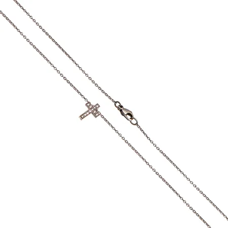 Ankkuri-ketju Timantti-ristiriipuksella 11xn.0.01ct, ketjun pituus 53cm, riipuksen korkeus 11mm, 750 valkokulta,  Paino: 4,1 g