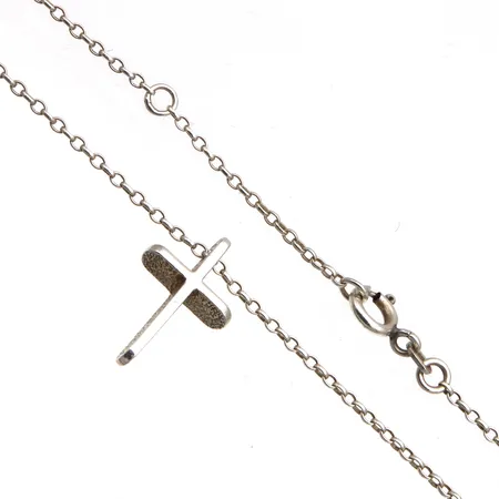 Kaulakoru, Ilonristi, Kalevala koru, ketju ei alkuperäinen, riipuksen korkeus 22mm, ankkuri-ketjun pituus 44-47cm, 925, Paino: 4,5 g