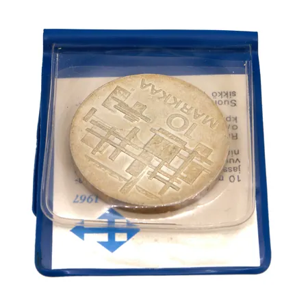 Juhlaraha, Suomen itsenäisyyden kunniaksi 1917-1967, nimellisarvo 10mk, 900,  Paino: 23,9 g