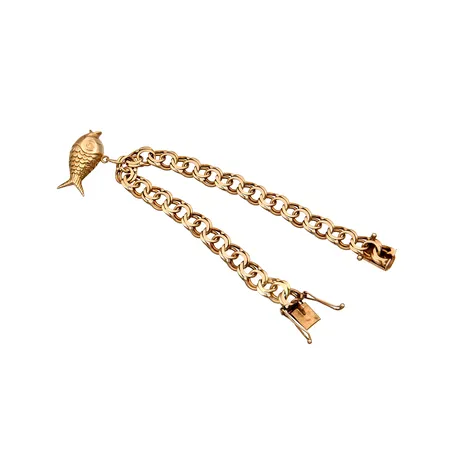 Bismarck-ranneketju maskotilla, pituus 180mm, maskotin korkeus 19mm, 585, Paino: 15,4 g