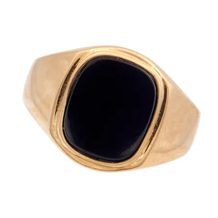 Kivikantasormus, koko 19¾, leveys 4-14mm, pieniä käytön jälkiä, 585br, Paino: 3,9 g