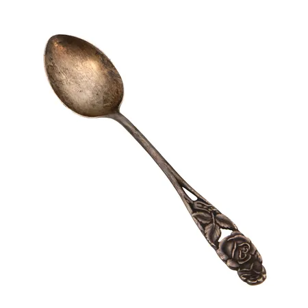 Kahvilusikka, Ruusu, kaiverrettu, pituus 116mm, 813,  Paino: 8,6 g