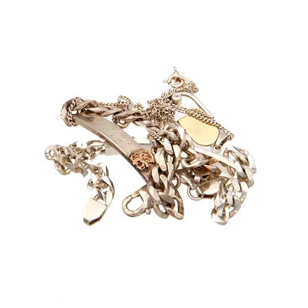 Kaiverrettuja koruja, osa viallisia, 925br, Paino: 34,1 g