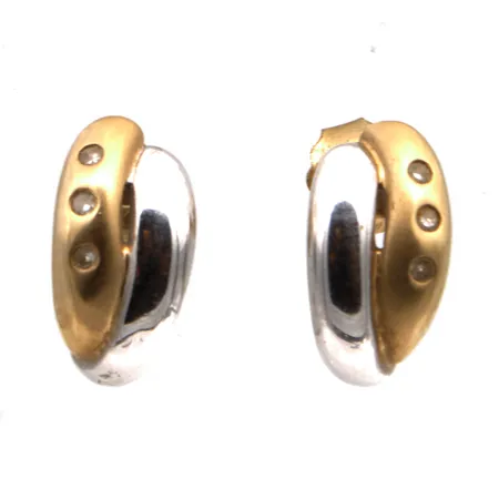 Timanttikorvakorut 6xn.0.003ct, korkeus 13mm, 585 valko- ja keltakulta, Paino: 3,5 g