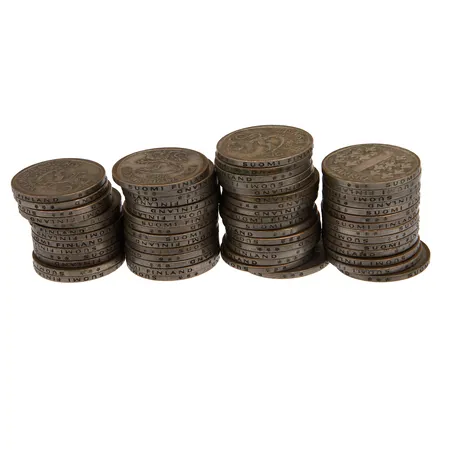 59 kappaletta 1 Markka kolikkoa, vuodelta, 1964, 350h, . Paino: 377,3 g