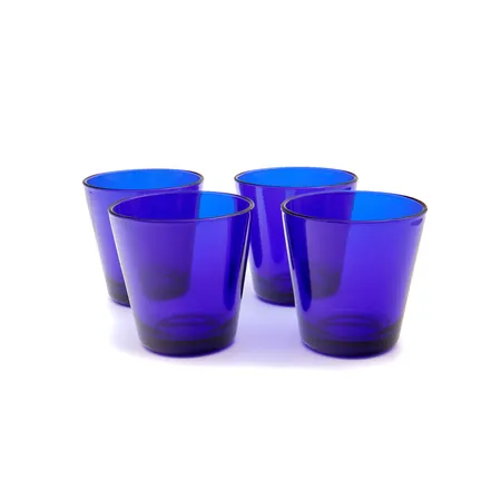 Neljä juomalasia, Iittala, Kartio, 21 cl, design Kaj Franck, koboltinsininen.