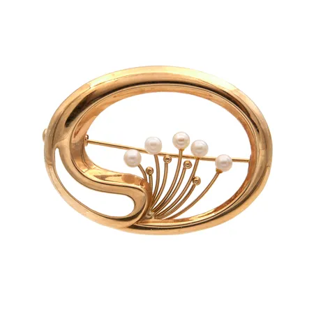 Helmrintaneula, leveys 37mm, tekijänleima ON:la (Nummilan Koru Ky), Turku 1963, neulassa pientä vääntymää, 585br, Paino: 3,3 g