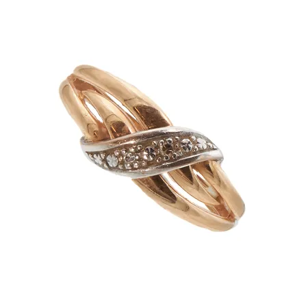 Timanttisormus 2xn.0.005ct, koko 15, 585br, kelta- ja valkokulta,  Paino: 1,2 g