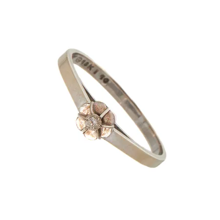 Timanttisormus 1xn0.04ct, koko 17, kaiverrettu, 750br, valkokultaa, Paino: 1,9 g