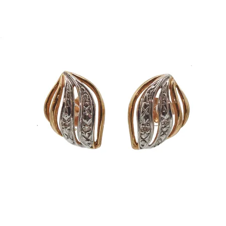 Timanttikorvakorut 4xn.0.005ct, korkeus 12mm, 585br, kelta- ja valkokultaa, Paino: 1,7 g