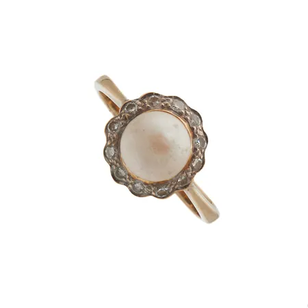 Helmisormus timanteilla 12xn.0.01ct, koko 15½, 585br, Paino: 2,2 g