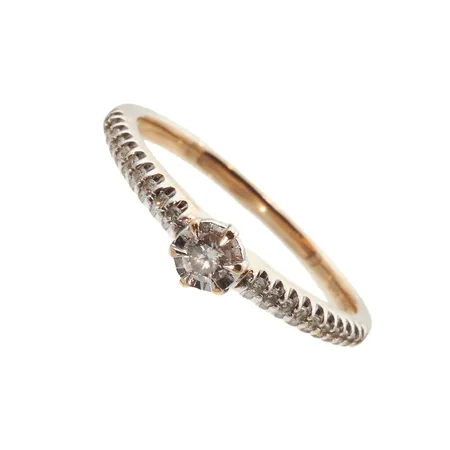 Timanttisormus 1xn.0.05ct 20xn.0.002-3ct, koko 15¾, 585br,  Paino: 1,6 g