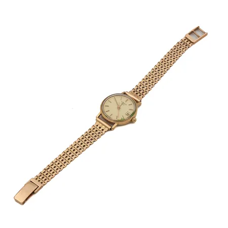 Naisten kultarannekello Tissot 1853, quartz, paristo loppu, rungon Ø 22mm, kultarannekkeen pituus 165mm, 585br