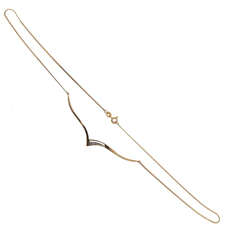 Viallinen timanttikaulakoru 3xn.0.005ct, pituus 46cm, 585br, kelta- ja valkokultaa,  Paino: 3,5 g