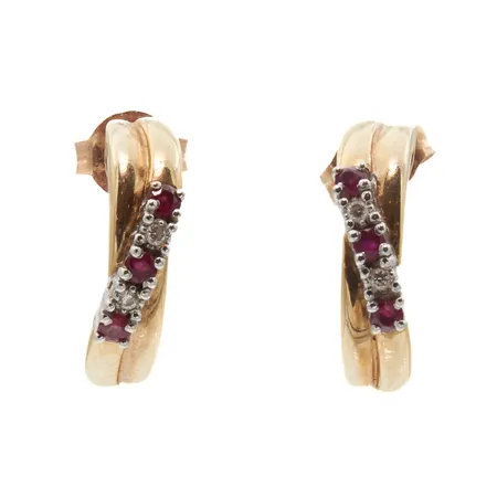 Vialliset timanttikorvakorut 4xn.0.005ct, korkeus 15mm, 585br, Paino: 2 g