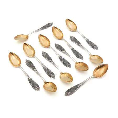 11 kahvilusikkaa, kaiverrettu, pituus 11,5cm, 813, Paino: 114,6 g