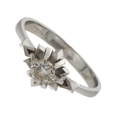 Timanttisormus 1xn.0.34, koko 17½, 585br, valkokultaa, Paino: 3,4 g